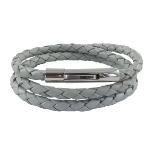 König Design skórzany naszyjnik skórzany pasek skórzana bransoletka 6 mm męski naszyjnik 17 cm - 100 cm pleciony, długość: 19 centymetrów, kolor: jasnoszary - Naszyjniki męskie - miniaturka - grafika 1