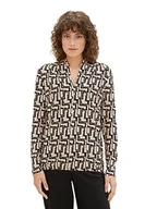 Koszulki i topy damskie - TOM TAILOR Damska koszulka z długim rękawem, 33991 - Beżowy Black Abstract Design, M - miniaturka - grafika 1