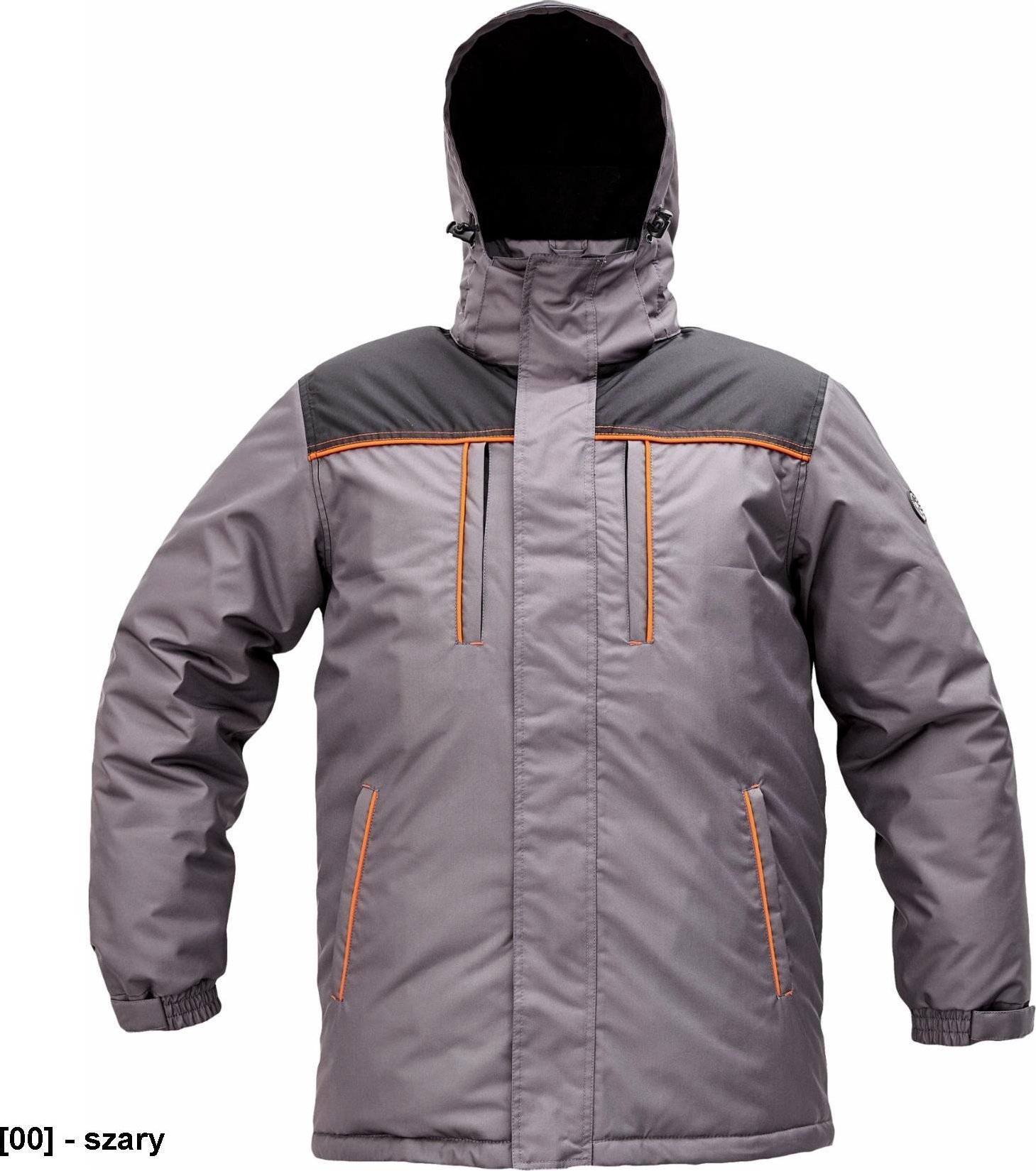 CERVA CREMORNE parka - męska zimowa parka, stały kaptur, przedłużony tył, 100% poliester - szary M