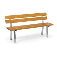 Ławki ogrodowe - Ławka zewnętrzna WOODY z oparciem, stal nierdzewna, 1500 mm, limba - miniaturka - grafika 1