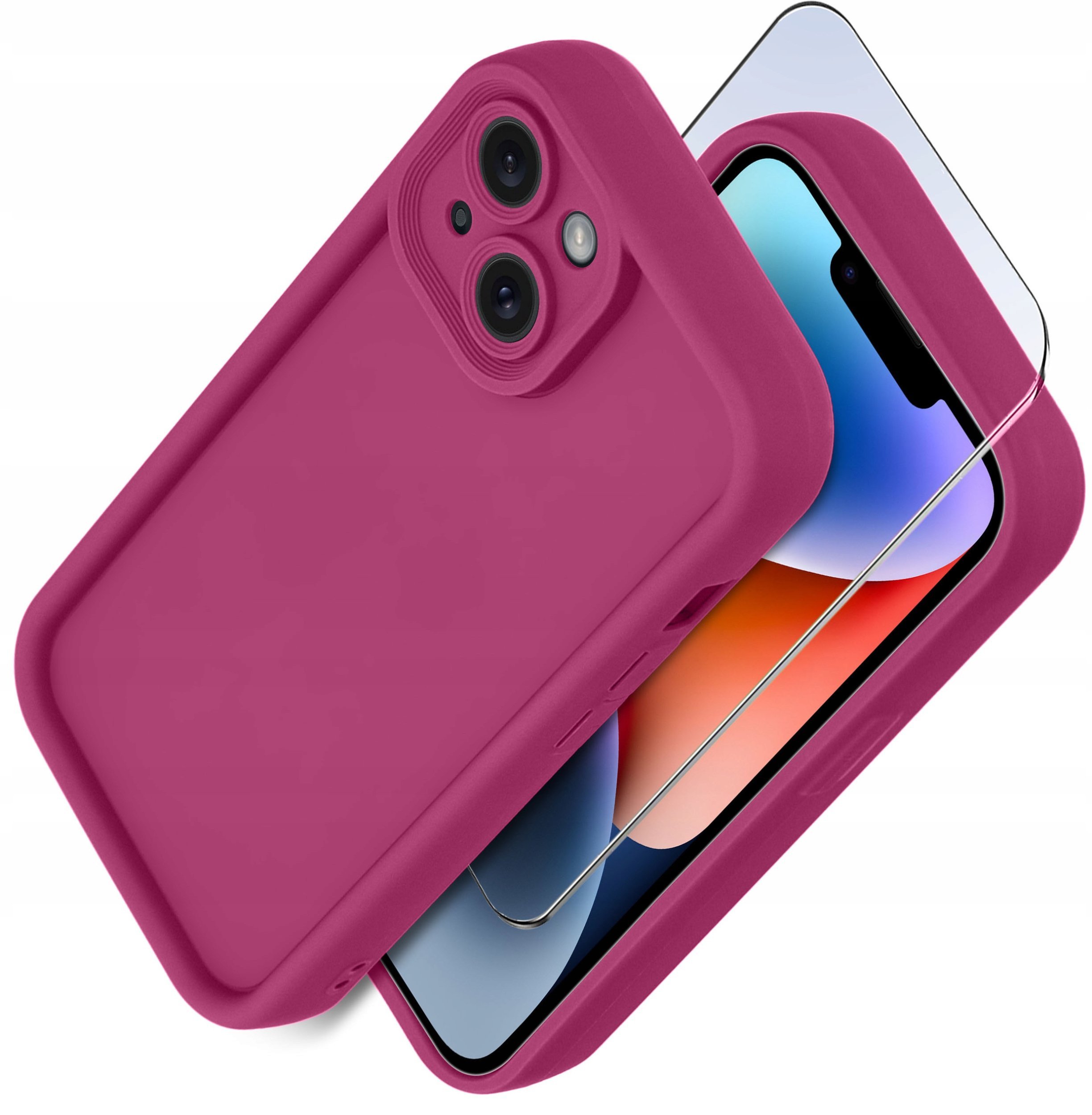 Etui do iPhone 13 14 silikonowe MATOWE + Szkło ochronne na ekran 9H