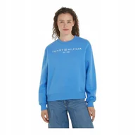 Bluzy damskie - TOMMY HILFIGER BLUZA DAMSKA MDRN REG CORP LOGO C-NK SWTSHRT NIEBIESKA r.XS - miniaturka - grafika 1