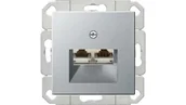 Gniazdka elektryczne - Gniazdo komputerowe podw. RJ45 cat. 6 Gira System 55 aluminium - miniaturka - grafika 1