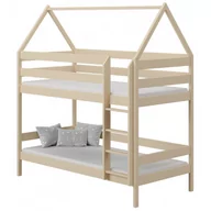 Łóżka dla dzieci i młodzieży - Łóżko piętrowe domek sosnowe, waniliowy - Zuzu 3X 180x80 cm - miniaturka - grafika 1
