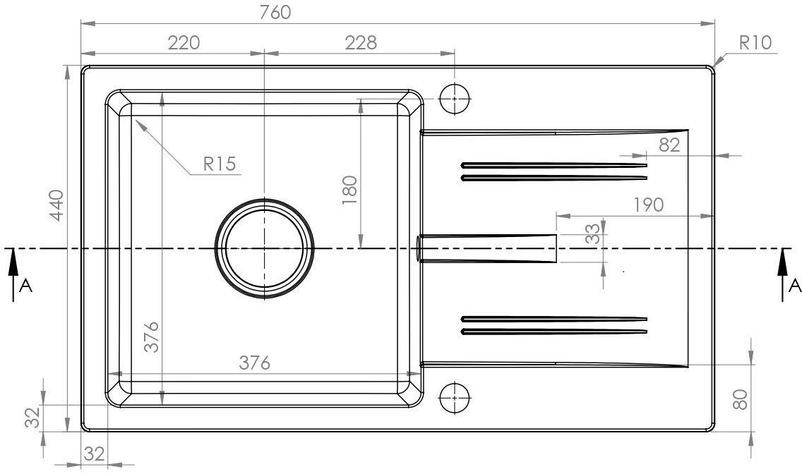 Pyramis Zlew. LEFKADA 76x44 1B 1D czarny