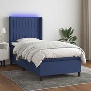 Łóżka - Łóżko kontynentalne z materacem, niebieskie, 100x200cm, tkanina Lumarko! - miniaturka - grafika 1