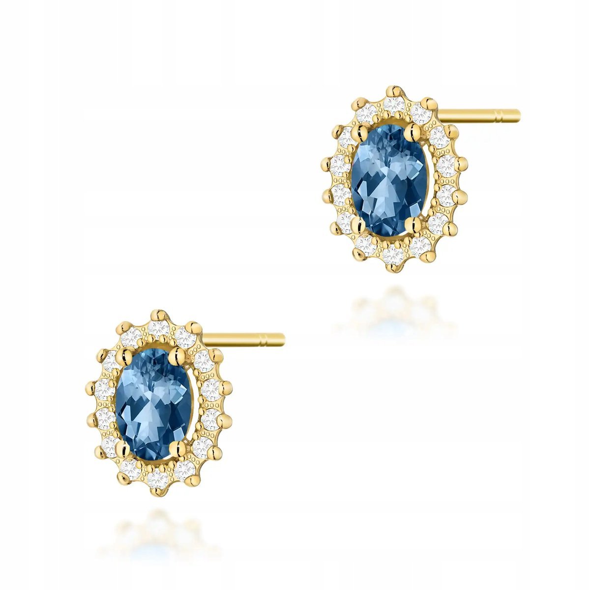 Kolczyki złote dla kobiety 585 topaz london blue 0,50ct błyszczące modowe
