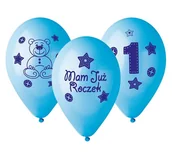 Baby shower i roczek - Gemar Balloons Balony 12", "Mam już Roczek", niebieskie, GEMAR, 5 szt GB-MU1B - miniaturka - grafika 1
