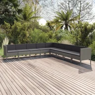 Meble ogrodowe - vidaXL 9-cz zestaw wypoczynkowy do ogrodu poduszki szary rattan PE 3094470 - miniaturka - grafika 1