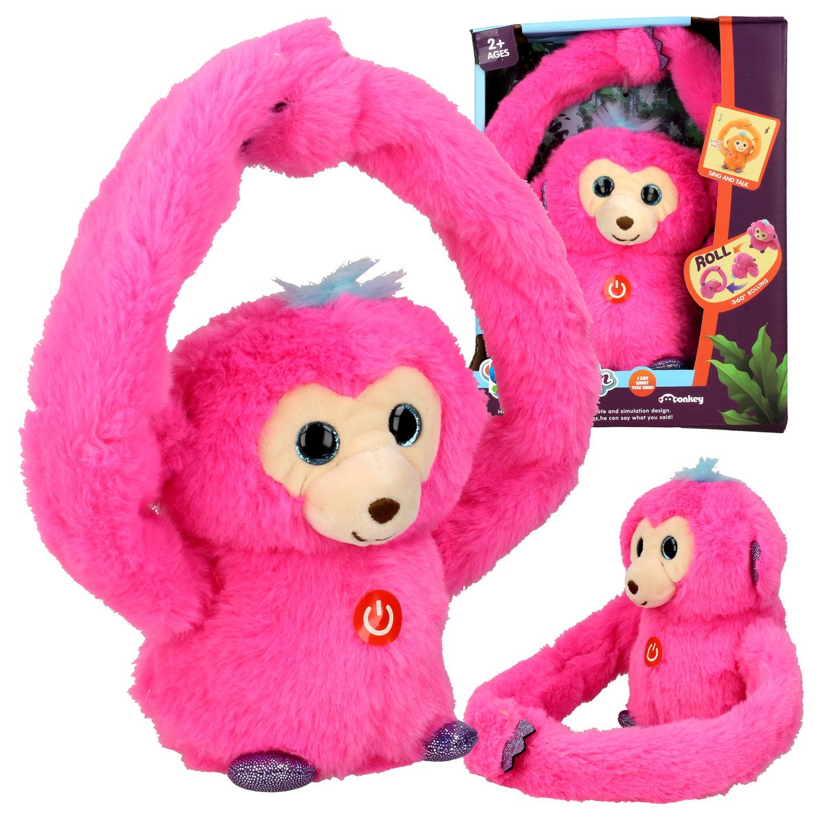 Maskotka Małpka Interaktywna Powtarza Słowa Zabawka Pluszak Małpa 22cm