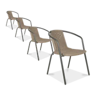 Fotele i krzesła ogrodowe - Zestaw KRZESEŁ Krzesło Ogrodowe SIMPLE Cappucino na Taras metal Komplet x4 - miniaturka - grafika 1