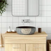 Umywalki - vidaXL Umywalka nablatowa, czarno-brązowa, okrągła, Φ41x14 cm - miniaturka - grafika 1