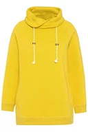 Bluzy damskie - Ulla Popken Damska bluza basic, dwukolorowa ze sznurkiem, żółta, regularna, żółty - miniaturka - grafika 1