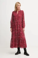 Sukienki - Pepe Jeans sukienka kolor bordowy maxi rozkloszowana PL9537703 - miniaturka - grafika 1