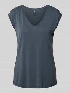 T-shirt z dekoltem w serek model ‘KAMALA’ - Koszulki i topy damskie - miniaturka - grafika 1