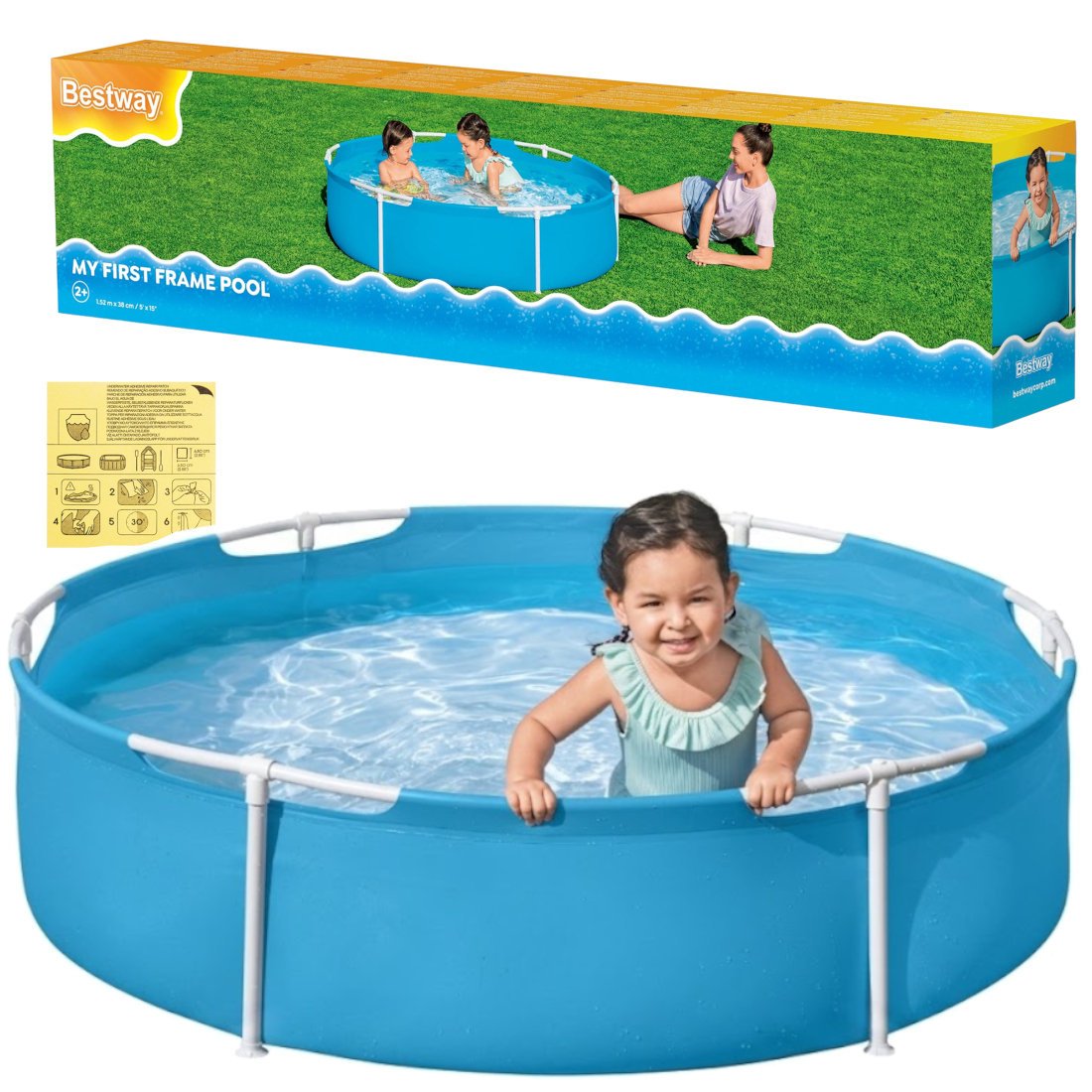 Bestway Basen Stelażowy Ogrodowy dla Dzieci na Ogród 152x38cm 56283