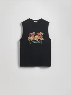 Reserved - Bawełniany tank top - czarny - Koszulki męskie - miniaturka - grafika 1