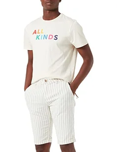 TOM TAILOR Męskie Szorty bermudy regular slim chinosy 1031447, 29629 - Off White Structured Stripe, 38 - Spodenki damskie - miniaturka - grafika 1