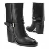 Botki damskie - Czarne botki krótkie kozaki damskie Carinii B9940 skóra eleganckie R.37 - miniaturka - grafika 1