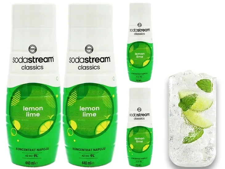 4x Syrop Sodastream Koncentrat Lemon Lime Do Saturatora 9l Napoju Z 440ml