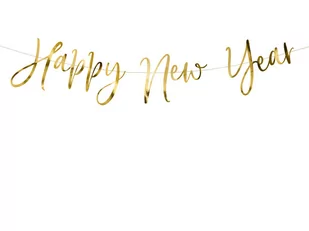 Party Deco Baner Happy New Year złoty - 66 cm - 1 szt. - Sylwester - miniaturka - grafika 1