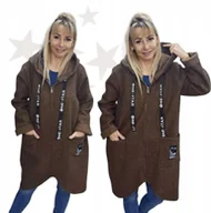Płaszcze damskie - płaszcz damski wiosenny przejściowy bukla czeko kaptur modny 50 52 5XL 6XL - miniaturka - grafika 1