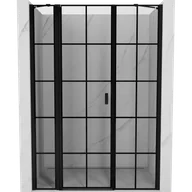 Ścianki i drzwi prysznicowe - Mexen Mist drzwi prysznicowe uchylne lewe 125 cm, czarna kratka, czarne - 8A4-125-001-70-77-L - miniaturka - grafika 1