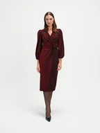 Sukienki - Błyszcząca sukienka w kolorze bordo - miniaturka - grafika 1