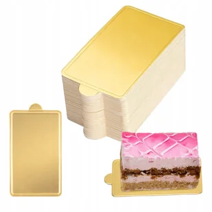 Podkład pod tort złoty monoporcje podkładka bankietówka 6x10cm 100 sztuk - Dodatki do ciast w proszku - miniaturka - grafika 1