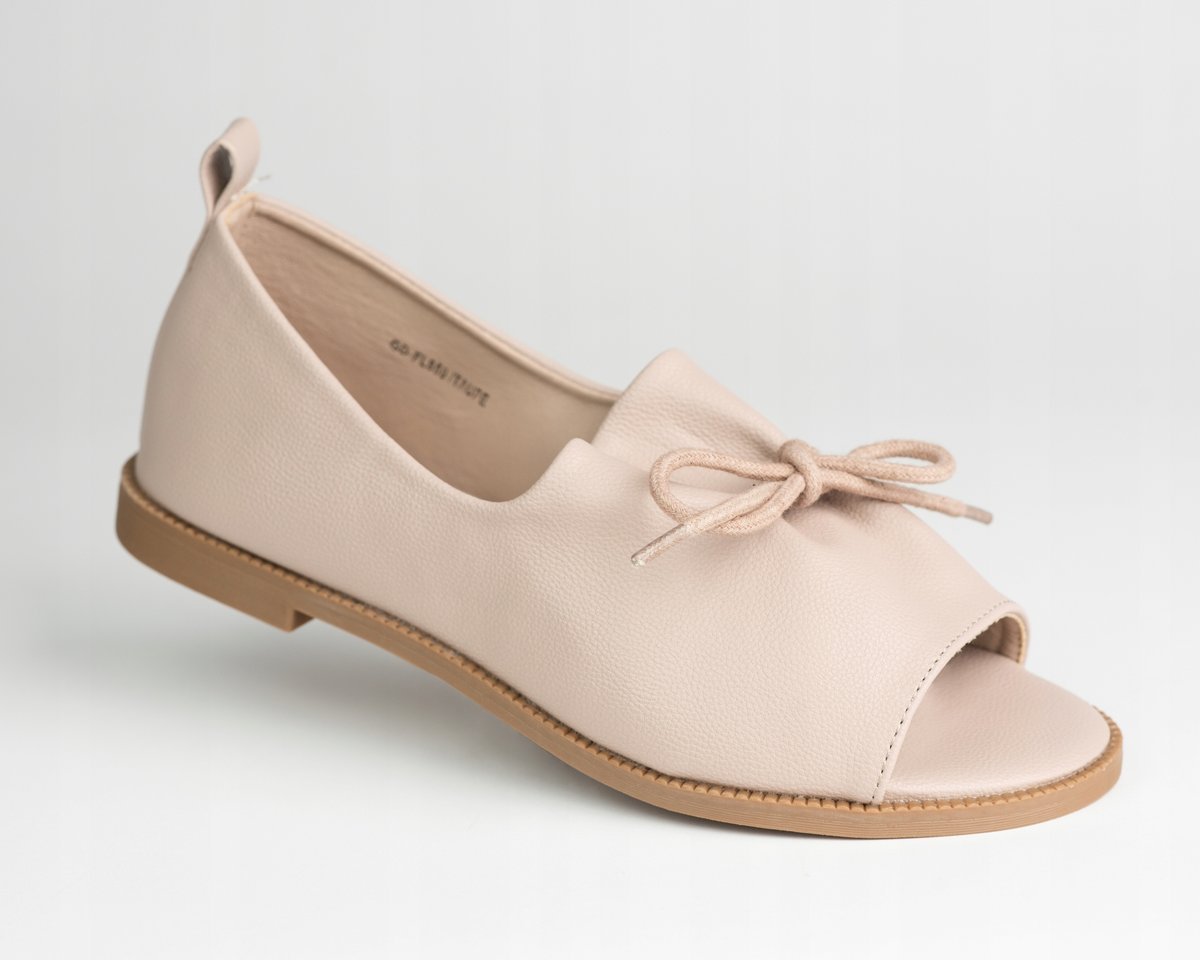 Sandały damskie półbuty GOODIN GD-FL859 skóra eko beż lekkie wsuwane 39