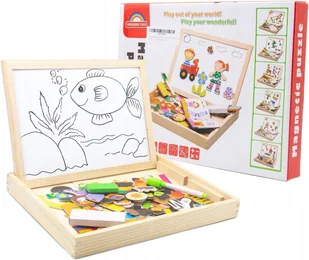 TABLICA DREWNIANA DLA DZIECI MAGNESY 130 SZTUK MARKER EDUKACYJNA - Tablice dla dzieci - miniaturka - grafika 1