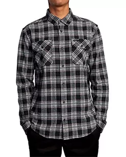 RVCA Męska koszula flanelowa z długim rękawem i guzikami, Rvca L/S Flanela/Czarny, L - Koszule męskie - miniaturka - grafika 1
