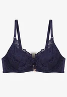 Biustonosze - Granatowy Biustonosz z Ozdobną Koronką i Metaliczną Ozdobą Terzedi - miniaturka - grafika 1