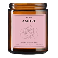 Świece - Miloom Świeca Sojowa Zapachowa Drewniany Knot Amore Wegańska 230ml - miniaturka - grafika 1