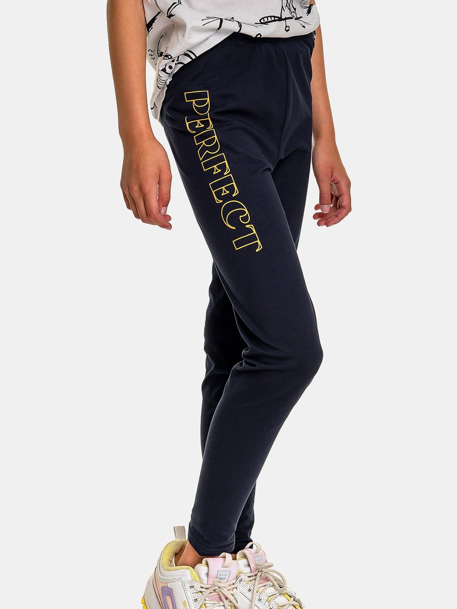 Bawełniane legginsy z nadrukiem granatowy 128