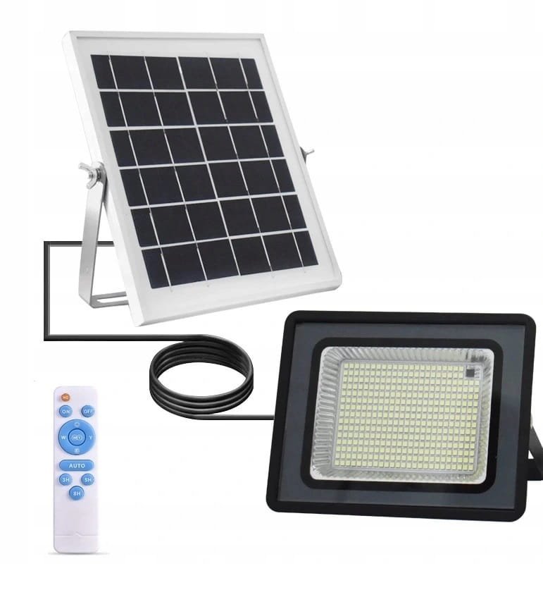 LAMPA SOLARNA 300W 744 LED uliczna PILOT KABEL 5m