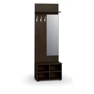 Garderoba z szafką na buty i lustrem PRIMO WOOD, 3 haczyki, półka, wenge - Meble do przedpokoju - miniaturka - grafika 1