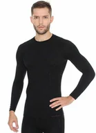 Koszulki sportowe damskie - Brubeck Koszulka termoaktywna ACTIVE WOOL LS12820 Czarna - miniaturka - grafika 1