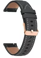 Akcesoria do smartwatchy - opaska pasek bransoleta LEATHER "2" Garmin GARMIN VENU 2S / VENU 3S / Vivoactive 4S / Huawei Watch GT 4 41mm 18mm czarna - miniaturka - grafika 1