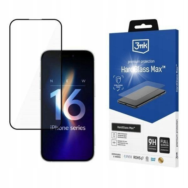 3MK Hard Glass MAX iPhone 16 Plus szkło ramka maksymalna ochrona telefonu