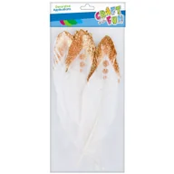 Pozostałe akcesoria dla plastyków - Craft with Fun Ozdoba dekoracyjna Piórka 17-22cm 4szt Biel/zl 20/600 - miniaturka - grafika 1