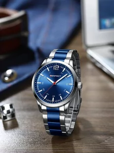 Zegarek Srebrny zegarek męski bransoleta duży solidny Perfect M115 - Zegarki męskie - miniaturka - grafika 1