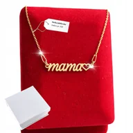 Łańcuszki - Złoty Łańcuszek Naszyjnik MAMA Prezent Srebro 925 - miniaturka - grafika 1