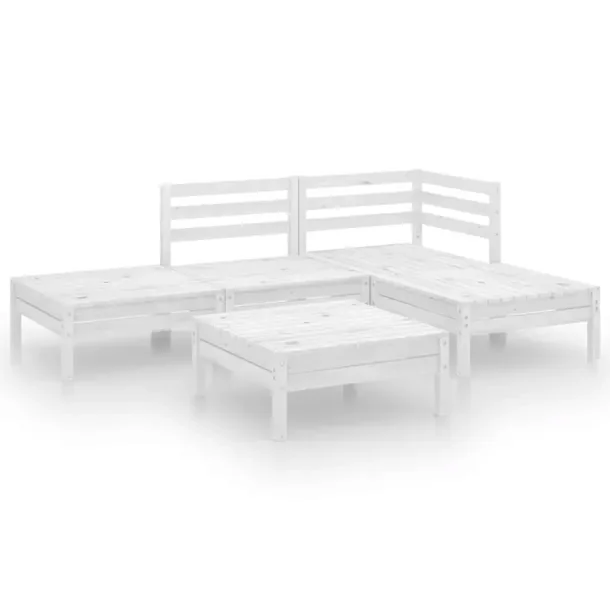 Zestaw Wypoczynkowy Ogrodowy z Litego Drewna Sosnowego, Biały, 63,5x63,5x6