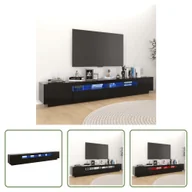 Szafki RTV - Living Store szafka pod telewizor z oświetleniem LED czarna 260x35x40 cm - miniaturka - grafika 1
