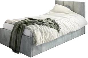 Łóżko młodzieżowe VIVO 80x200 jasne szare z tapicerowanym panelem i pojemnikiem na pościel MKPOL - Łóżka dla dzieci i młodzieży - miniaturka - grafika 1