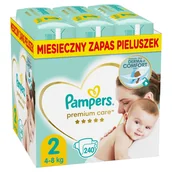 Pieluchy - Pampers Premium Care 2 MINI 240 szt 3-6 kg) ZAPAS NA MIESIĄC pieluchy jednorazowe - miniaturka - grafika 1