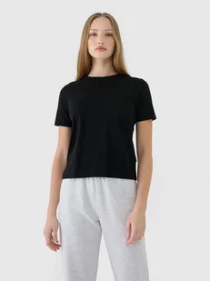 4F T-shirt regular gładki bawełniany damski 4FWSS25TTSHF1991-20S Czarny Roz. XS - Koszulki i topy damskie - miniaturka - grafika 1