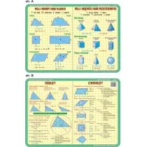 Nieprzypisany Podkładka edukacyjna Pola i obwody figur płaskich i przestrzennych trójkąty czworokąty VISA002 - Podkładki na biurko - miniaturka - grafika 1