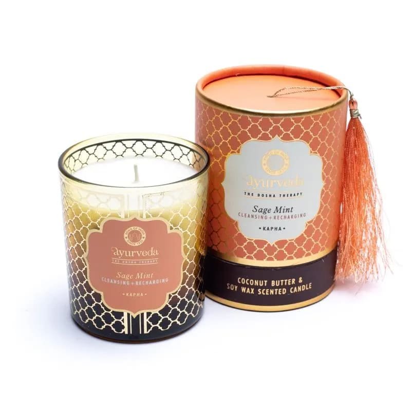Świeca zapachowa Kapha Sage Mint Ayurveda - 200g Opakowanie 4 szt.